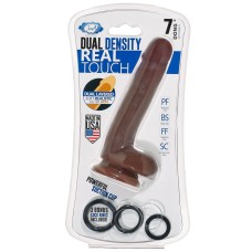 Cloud 9 Novelties Dual Density Real Touch 7 Inch With Balls - Brown Cloud 9 Novelties Dual Density Real Touch 7 Inch With Balls - Brown