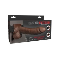Fetish Fantasy Series 8 Inch Hollow Rechargeable Strap-on With Remote - Brown Fetish Fantasy Series 8 Inch Hollow Rechargeable Strap-on With Remote - Brown