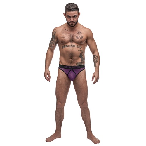 Airotic Mesh Enhancer Thong - Purple - S/m Airotic Mesh Enhancer Thong - Purple - S/m