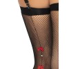 Bow Backseam Fishnet Thigh Highs - Black - One Size