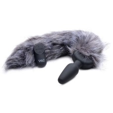 Grey Fox Tail Vibrating Anal Plug