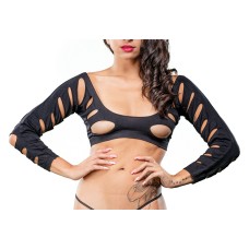 Varigated Holes Crotchless Legging - One Size - Black Varigated Holes Crotchless Legging - One Size - Black