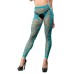 Front Mesh and Side Design Crotchless Leggings - One Size - Turquoise