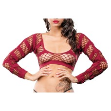 Horizontal Stripes Mesh Crotchless Leggings - One Size- Burgandy Horizontal Stripes Mesh Crotchless Leggings - One Size- Burgandy