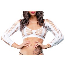 All Over Sraps Mesh Crotchless Leggings - One Size - White All Over Sraps Mesh Crotchless Leggings - One Size - White