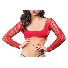 Crotchless Short Style With Mesh Bottom Leggings - One Size - Red Crotchless Short Style With Mesh Bottom Leggings - One Size - Red