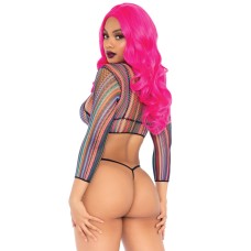 3 Pc Fishnet Bikini G-String and Crop Top - One Size - Multicolor 3 Pc Fishnet Bikini G-String and Crop Top - One Size - Multicolor
