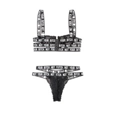 Not Your Bitch Lace Bra and Cutout Panty Set - Black - M/l Not Your Bitch Lace Bra and Cutout Panty Set - Black - M/l