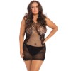 Lace Fantasy Mini Dress - Black - 1x-3x