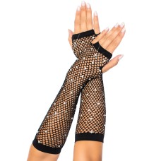 Rhinestone Fishnet Arm Warmers Black Rhinestone Fishnet Arm Warmers Black