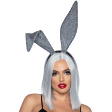 Glitter Bunny Ear Headband Silver