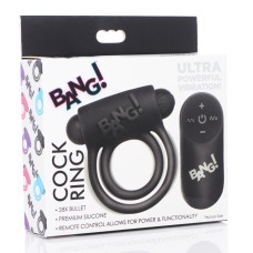Bang - Silicone Cock Ring and Bullet With Remote Control - Black