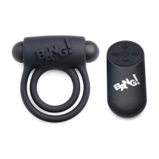 Bang - Silicone Cock Ring and Bullet With Remote Control - Black Bang - Silicone Cock Ring and Bullet With Remote Control - Black