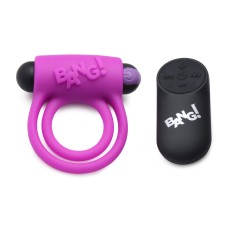 Bang - Silicone Cock Ring and Bullet With Remote Control - Purple Bang - Silicone Cock Ring and Bullet With Remote Control - Purple