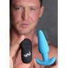21x Silicone Butt Plug With Remote - Blue