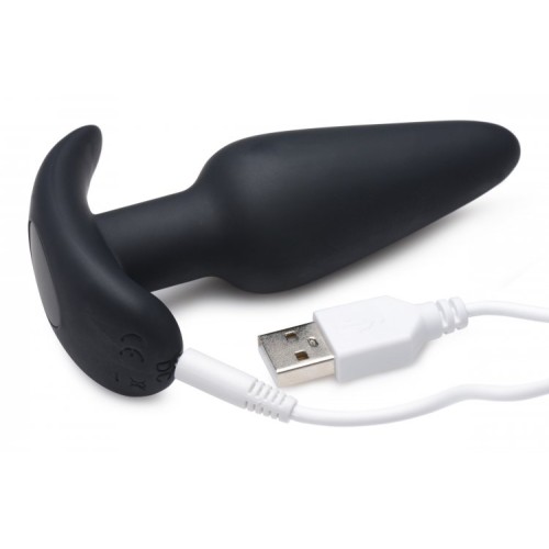 21x Silicone Butt Plug With Remote - Black 21x Silicone Butt Plug With Remote - Black