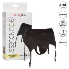 Boundless Thong With Garter - L/xl - Black Boundless Thong With Garter - L/xl - Black