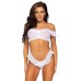 2 Pc. Lace Ruffle Crop Top and Thong Panty - One Size - White 2 Pc. Lace Ruffle Crop Top and Thong Panty - One Size - White