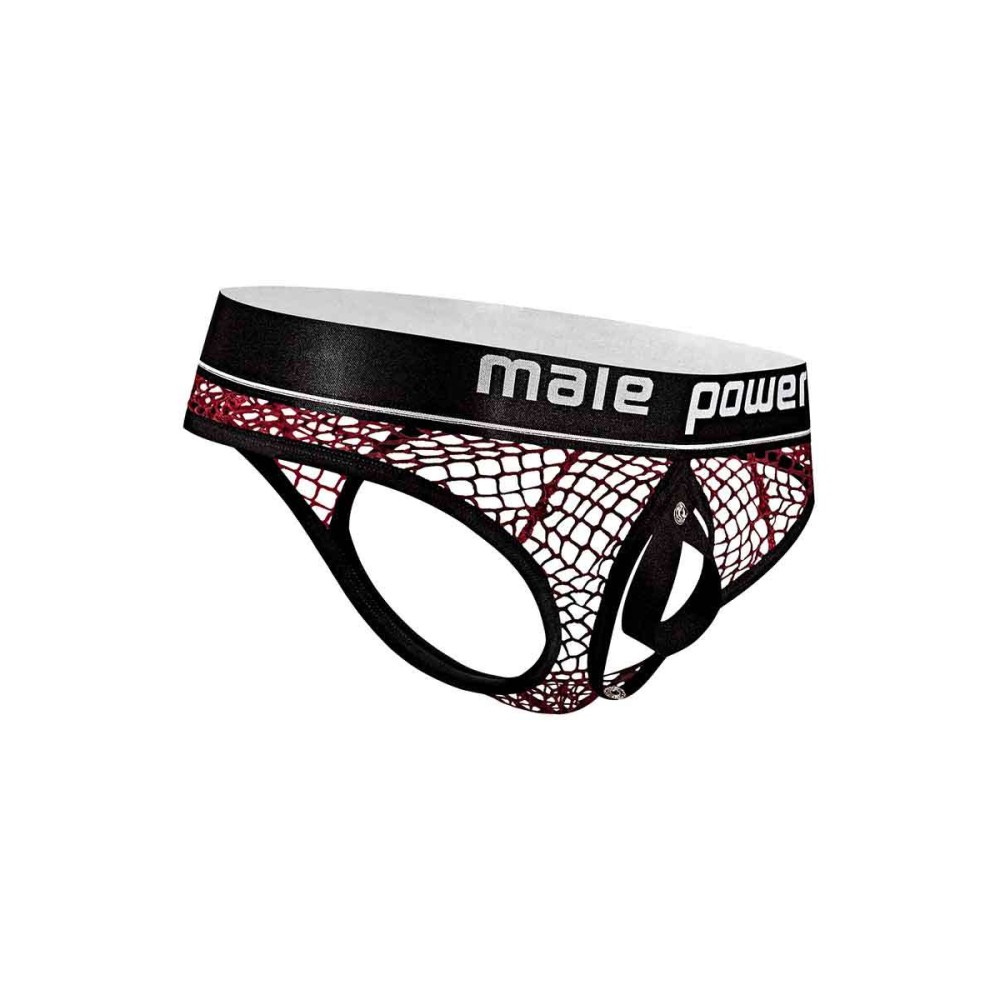 Cock Pit Net Cock Ring Thong - S/ M - Burgundy