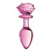 Pink Rose Glass Anal Plug - Large