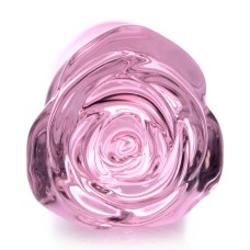 Pink Rose Glass Anal Plug - Large
