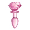 Pink Rose Glass Anal Plug - Small