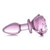 Pink Rose Glass Anal Plug - Small