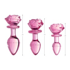 Pink Rose Glass Anal Plug - Small Pink Rose Glass Anal Plug - Small