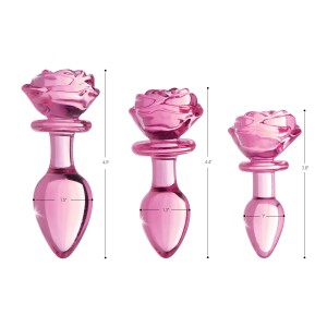 Pink Rose Glass Anal Plug - Small Pink Rose Glass Anal Plug - Small