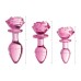 Pink Rose Glass Anal Plug - Small