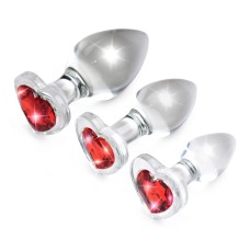 Red Heart Gem Glass Anal Plug Set Red Heart Gem Glass Anal Plug Set