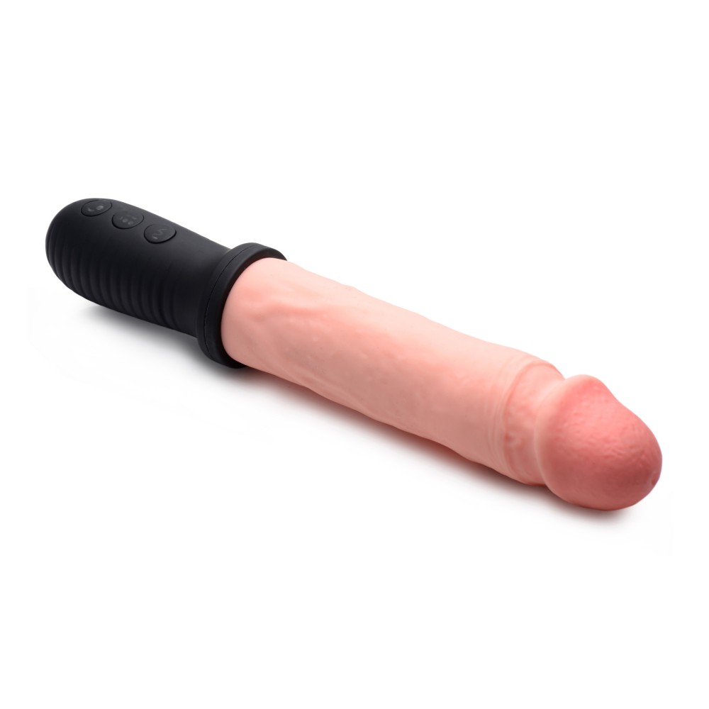 8x Auto Pounder Vibrating and Thrusting Dildo With Handle - Flesh