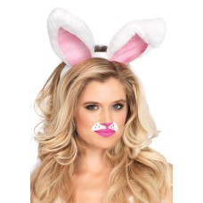 Plush Bunny Rabbit Ears Headband - White