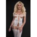 1pc Open Cups Plunge Teddy and Daring Crotch With Stockings - One Size - White