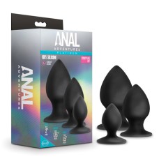 Anal Adventures - Platinum - Silicone Anal Stout Plug Kit - Black Anal Adventures - Platinum - Silicone Anal Stout Plug Kit - Black