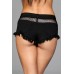 Denim Shorts With Fishnet Top Trimming and Fringe - Medium - Black Denim Shorts With Fishnet Top Trimming and Fringe - Medium - Black