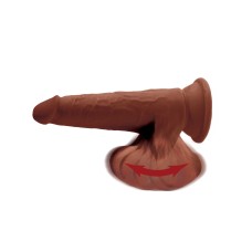 8 Inch Triple Density Cock With Swinging Balls - Brown 8 Inch Triple Density Cock With Swinging Balls - Brown