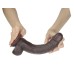 Real Skin 9" Dual Layer Dildo - Dark Brown