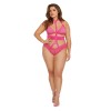 Bralette and Harness Panty - Queen Size - Fuchsia