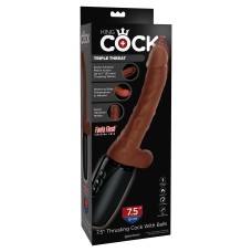 7.5 Inch Thrusting Cock With Balls - Brown 7.5 Inch Thrusting Cock With Balls - Brown