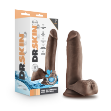 Dr. Skin Glide - 7 Inch Self Lubricating Dildo With Balls - Chocolate Dr. Skin Glide - 7 Inch Self Lubricating Dildo With Balls - Chocolate
