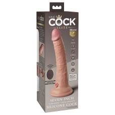 King Cock Elite 7 Inch Vibrating Silicone Dual Density Cock With Remote - Light