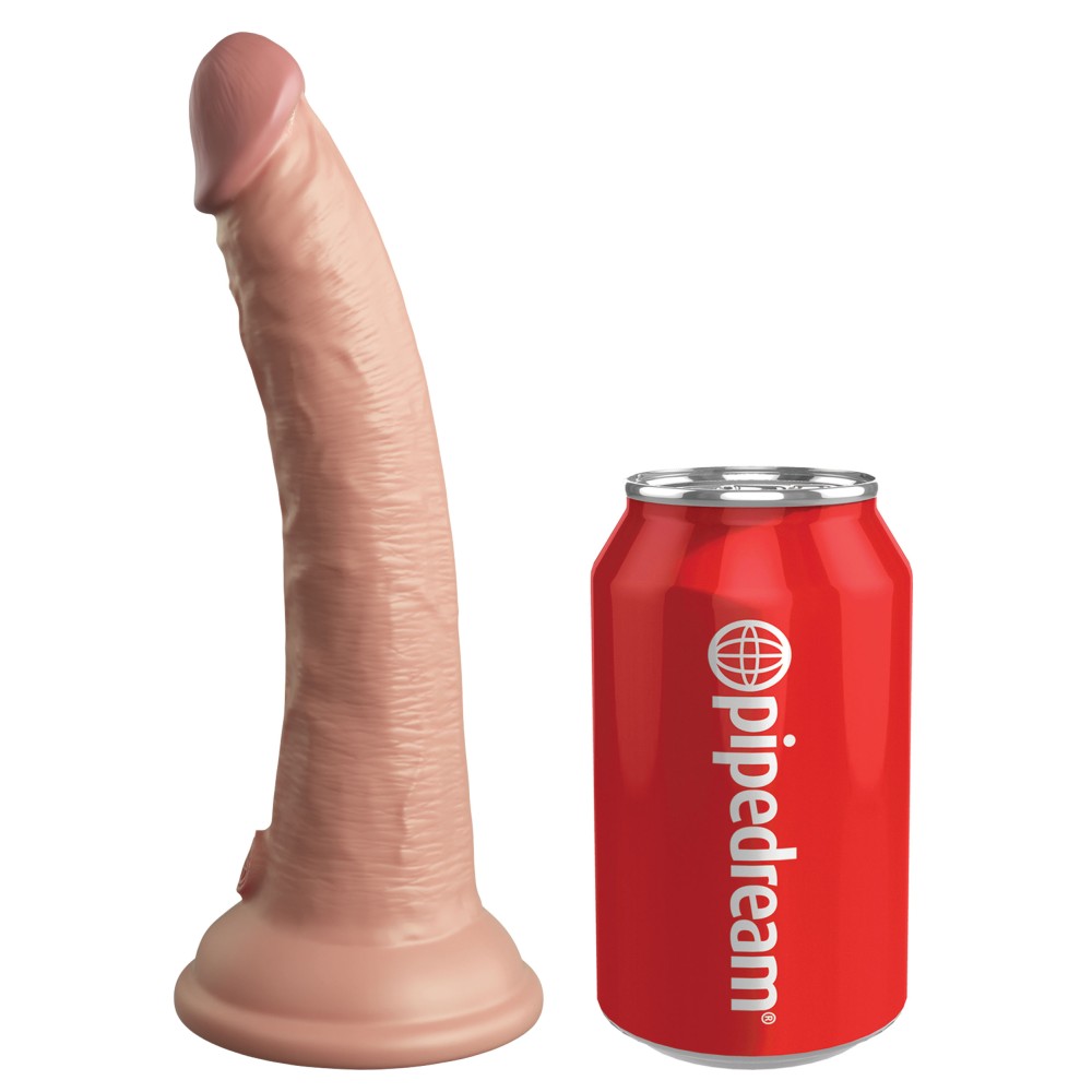 King Cock Elite 7 Inch Vibrating Silicone Dual Density Cock With Remote - Light