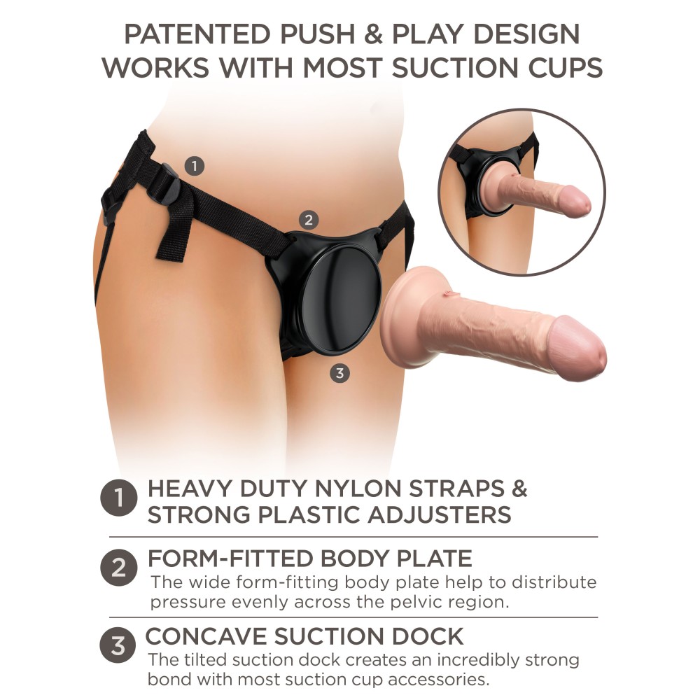 King Cock Elite Beginner's Silicone Body Dock Kit - Harness and 6 Inch Dildo - Light