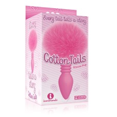 The 9's Cottontails Silicone Bunny Tail Butt Plug - Ribbed Pink