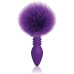 The 9's Cottontails Silicone Bunny Tail Butt Plug - Ribbed Purple