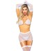 5 Pc Rhinestone Bikini Top G-String Garter Skirt, Gloves and Stockings - One Size - White 5 Pc Rhinestone Bikini Top G-String Garter Skirt, Gloves and Stockings - One Size - White