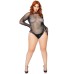 Rhinestone Snap Crotch Gloved Bodysuit - 1x/2x - Black
