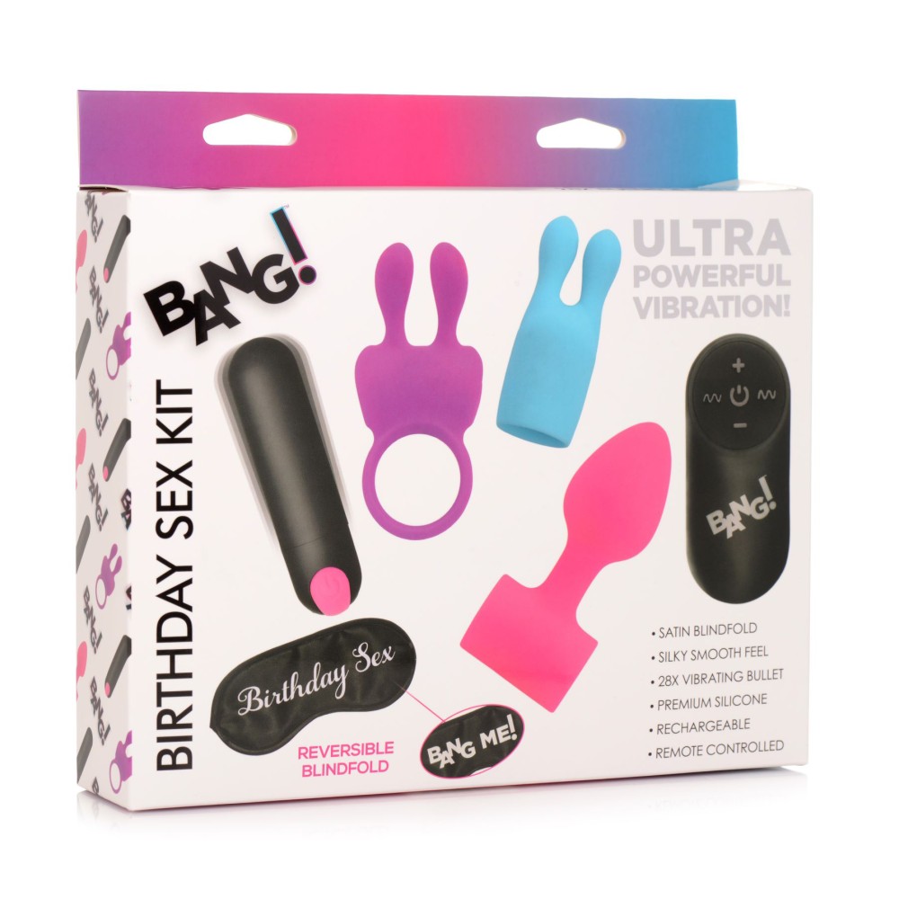 Birthday Sex Kit - C-Ring, Plug, C-Stim, Bullet and Blindfold