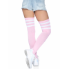 3 Stripes Athletic Ribbed Thigh Highs - One Size - Light Pink